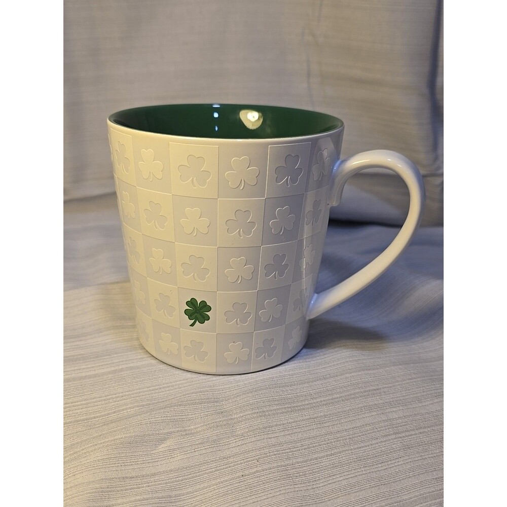 Stir Shamrock Four-leaf Clover Mug White & Green 12 Oz
